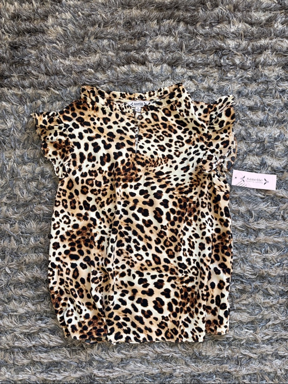 New! Nanette Lepore Leopard Print Top - Tan, Black, Brown Size S